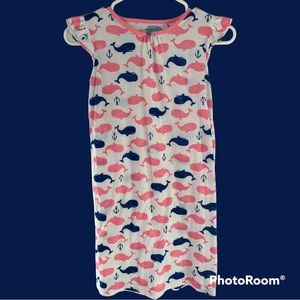 Carter’s little girls night gown whales pink and blue 8-10